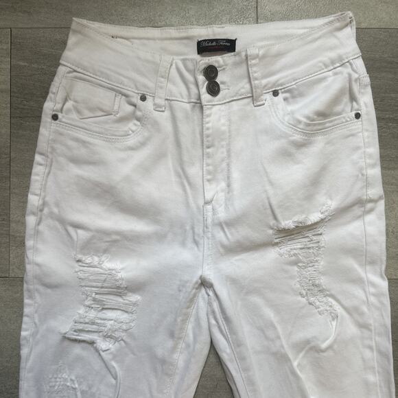 Michelle Ferrar white Distressed Jeans Flare Size 9 - Picture 3 of 7